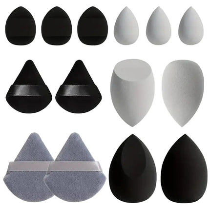 14Pcs Hybrid Makeup Sponge & Powder Puff Set - Hydrophilic Latex-Free Foundation & Loose Powder | Vegan Oil-Free Beauty Tools