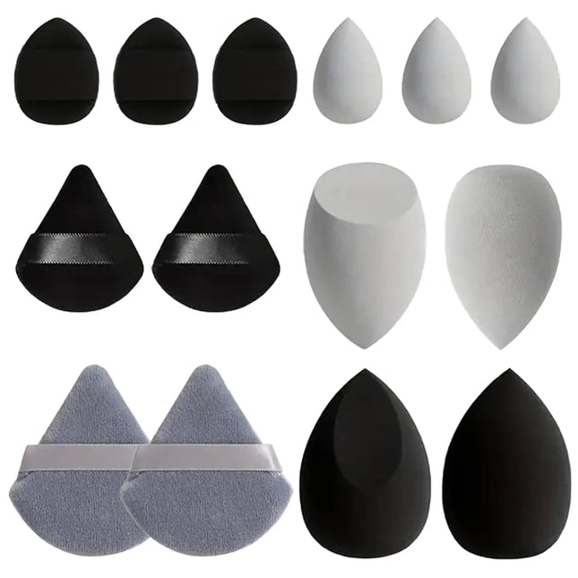 14Pcs Hybrid Makeup Sponge & Powder Puff Set - Hydrophilic Latex-Free Foundation & Loose Powder | Vegan Oil-Free Beauty Tools