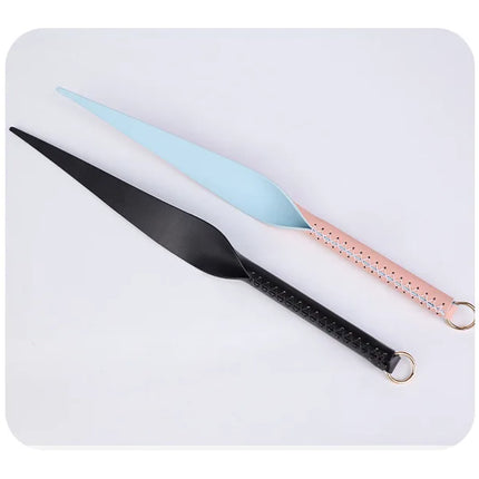 Genuine Leather Spanking Paddle, Willow Leaf Shape Long Crop for Adults 18+