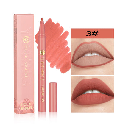 Waterproof Liquid Lip Liner, Gourd Shape Sponge Applicator for Precise Outline - Matte Long-Lasting Lip Contour Pen, Lip Tint