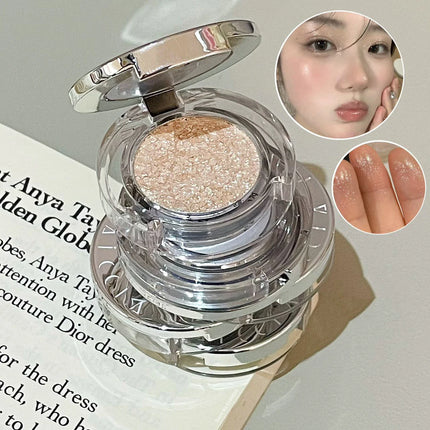 Diamond Grey Blue Highlighter Eyeshadow Palette Shine Pearlescent Face Body Brighten Glitter Natural Gloss Contour Makeup