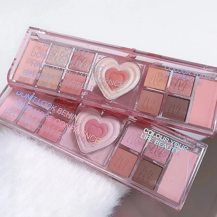 12 Colors Love Heart Eyeshadow Palette Nude Natural Glitter Pink Low Saturation Eye Shadows Pallet Delicate Eye Makeup Cosmetic