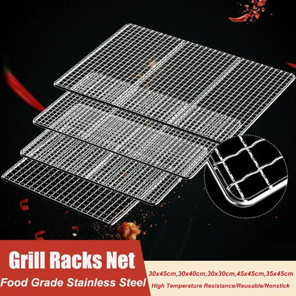New Stainless Steel Grill Racks Reusable Nonstick Grill Net Square Roast Grate Net