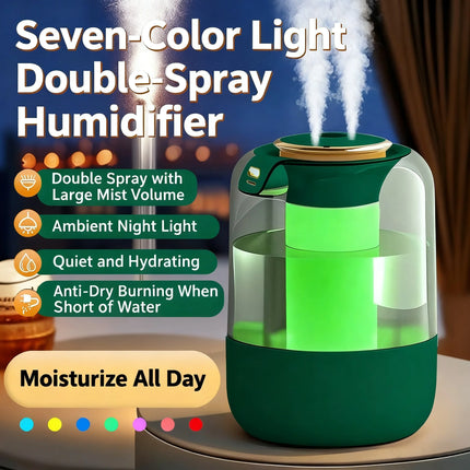 Double spray humidifier, ambient light, silent fog, intelligent sensor for real-time monitoring and humidity adjustment