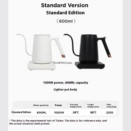 2026 Timemore Fish Smart Electric Pour Over Kettle 600ml 220v Fine Mouth Temperature Control Customize Hand Brew Coffee Pot