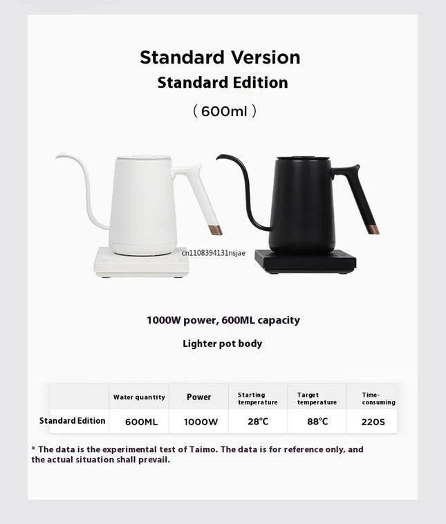 2026 Timemore Fish Smart Electric Pour Over Kettle 600ml 220v Fine Mouth Temperature Control Customize Hand Brew Coffee Pot