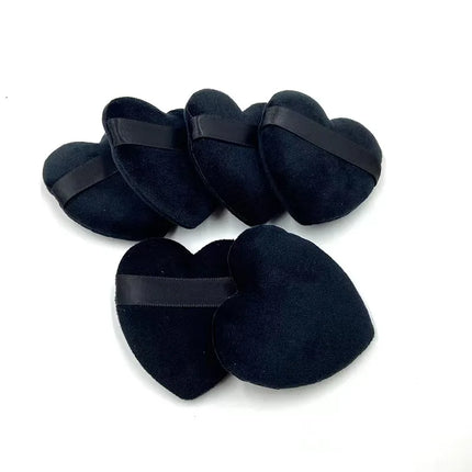 6pcs Reusable Love Heart Shape Velvet Powder Puff Face Makeup Sponge Cosmetics Soft Cotton Face Washable Sponge Puff