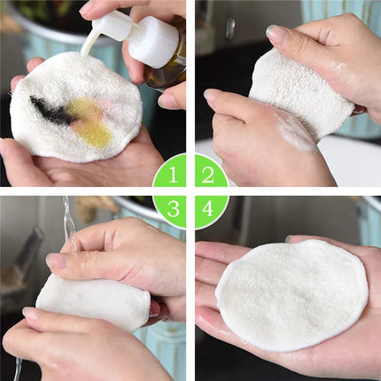 Reusable Bamboo Fiber Makeup Remover Pads 12pcs/Pack Washable Rounds Cleansing Facial Cotton Make Up Removal Pads Tool