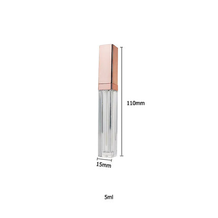 10/20/30/50/100pcs Empty 5ml Square Rose Gold Cap Lip Glaze Tube High-end Make-up Lipstick Packaging Tube Clear Lip Gloss Tube