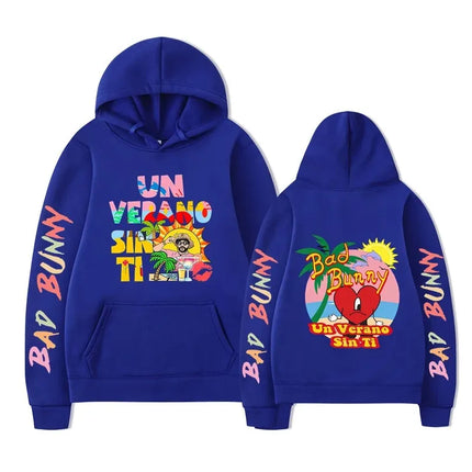 2026 Autumn and winter men and women's casual comfortable warm hooded sweatshirt Bad Bunny hip-hop print fashion loose hoodie