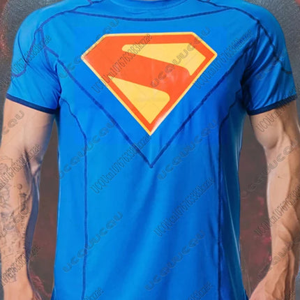 Superman Fitness T-shirts Muscle Short Sleeve Tees Casual Round Collar Sports Tshirt MMA Series Body Building Top Male Clothes