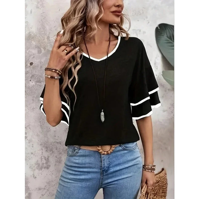 Plus Size 1XL-5XL Solid Casual Loose Blouses For Women Fashion Vintage Women's Shirts