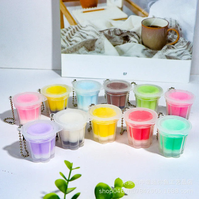 jelly Macaron pudding keychain Knead the stress-relieving jelly pendant to make it soft and simulate the snack bag pendant