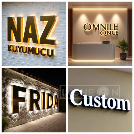 Custom 3D Metal LED Light Backlit Sign for Storefront Business Illuminated Signage Outdoor Waterproof Advertising Light Up
