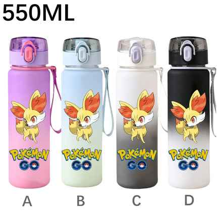 550ML Pokemon Sports Water Bottle Pikachu Mewtwo Gengar Eevee Portable Cartoon Drinking Cup Outdoor Hiking Gym Fitness Jugs