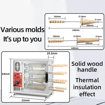 8 Pieces Per Batch of Commercial Kurtos Kalacs Ice Cream Cones Maker Chimney Cake Rolls Grill Oven Machine