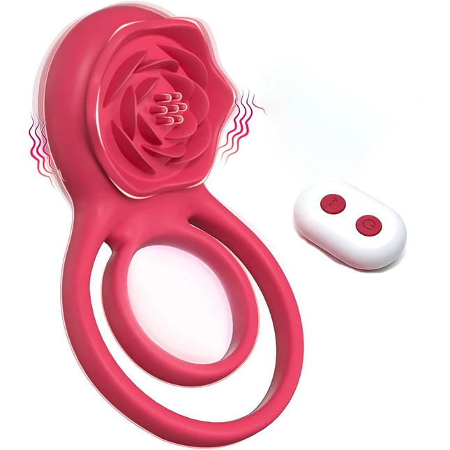 Silicone Pink Vibrating Cock Ring G-spot Clitoral C-spot Stim Male Delay Ring Breast & Testicle Massage Couples Adult Sex Toys