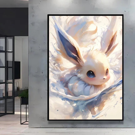 Pokemon Eevee Series Wall Art Unique Ink Style Decorative Paintings High - Quality Canvas Add A Touch of Fantasy To Your Home