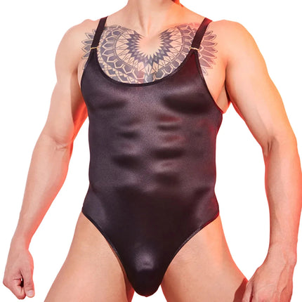 Mens Oil Glossy Shiny Sleeveless Leotard Underwear For Hot Man Bodysuit Piece Pajamas Nightclub Jumpsuit Summer Men's Panties