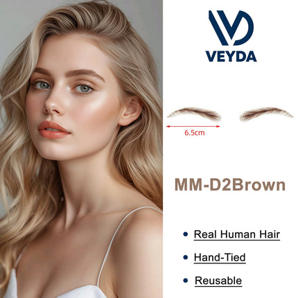 VEYDA Fake Eyebow Women Or Man Hair Brazilian Hair invisible Handmade 100% Human Hair Fake Eyebrows Hand Tied False Eyebrows