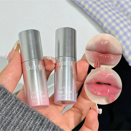 QIBEST Watery Mirror Lip Gloss Long-lasting Moisturizing Easy Wearing Water Glass Lip Glaze Hydrating Sexy Red Lip Tint Makeup