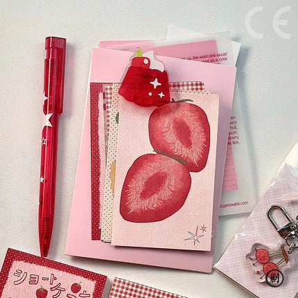 Strawberry Memo Pads Korean Style M5 Scrapbook Paper Journal Ins Tomato Notepad Grid Base Paper Decor Supplies