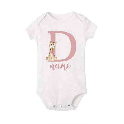 Personalized Baby Bodysuit Initial with Name Newborn Wild One Romper Deer Printed Clothes Baby Girls Clothes Infant Shower Gift