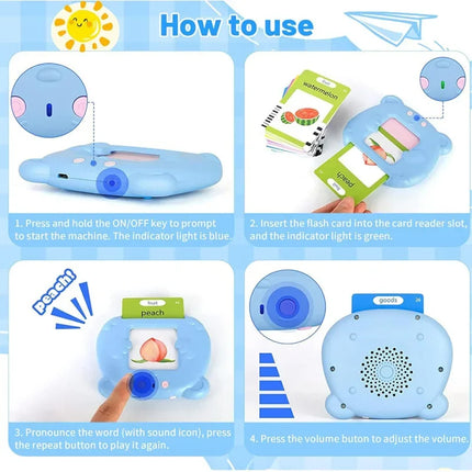 Talking Flash Cards Early Educational Toys Baby Boys Girls Preschool Learning Reading Machine Interactive Gifts