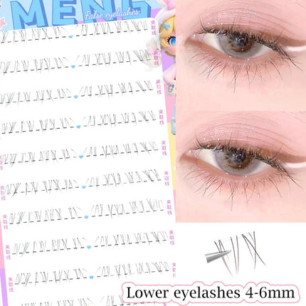 Glue-free Lower Lashes 5-6mm Large Capacity B Curl Ultra Thin Clear Band Bottom Lashes Natural Self Adhesive False Eyelashes