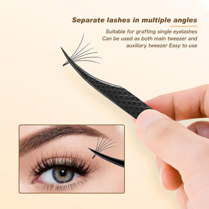 1pc/2/4/6pcs 3.0 Black Lash Tweezers for Eyelash Extensions Diamond Grip 90 Degree Tip Volume Lash Extension Tweezers