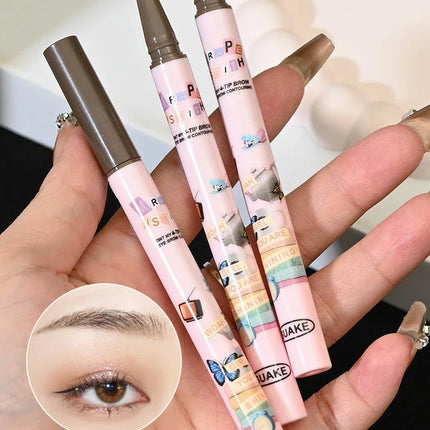 4 Colors Eyebrow Pen Waterproof 4 Fork Tip Eyebrow Tattoo Pencil Cosmetic Long Lasting Natural Dark Brown Liquid Eye Brow Pencil