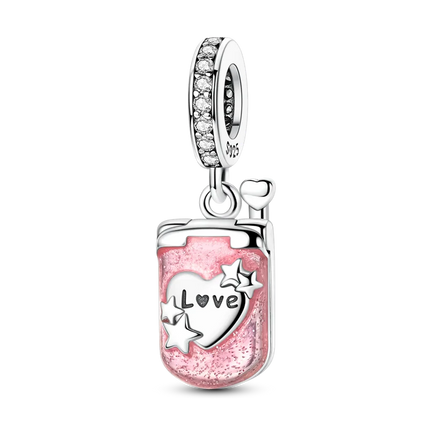 2026 Romantic Pink Color Charms Bead 925 Sterling Silver CZ Zircon Love Heart Pendants Fit Original Bracelet DIY Jewelry Gift