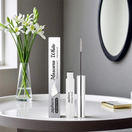 White Mascara Waterproof Fast Dry Eyelashes Curling Lengthening Makeup Eye Lashes Smooth Easy-to-Apply Texture White Ink Mascara