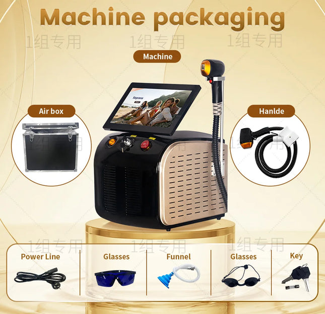 Professional Diode Laser Hair Removal Machine Alexandrite Ice Cooling Platinum Titanium Laser Depilation Epilator for Women