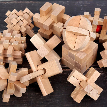 Wooden Luban Lock Unlock Interlocking Puzzle Rompecabezas IQ Test Brain Teaser Game For Adults And Kids Educational Toys