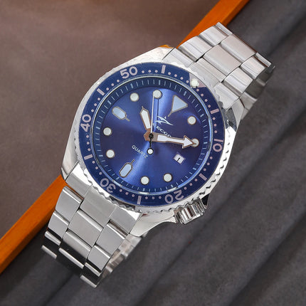 Men's Quartz Sports Watch - Stainless Steel Strap with Date Display for Casual Daily Wear, Fashionable Business Elegant Design