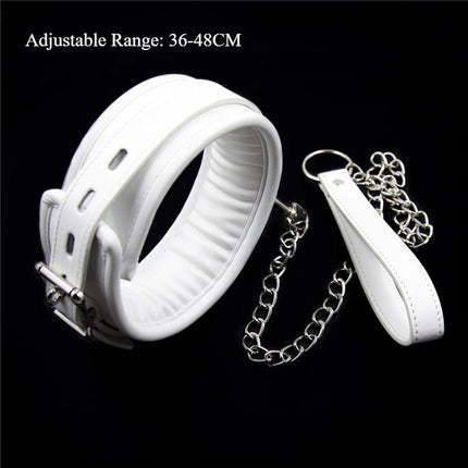 White Bondage Kit Leather Restraints Set Handcuffs Ankle Cuffs Collar and Leash Sexy Lingere Fetish Harness Woman Accessories
