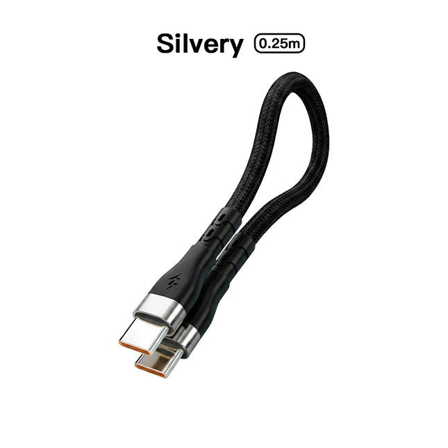 PD 60W USB Type C To C Cable 6A Fast Charging Data Cord For iPhone 17 16 15 Samsung Huawei Xiaomi 0.25M Short Power Bank Cable