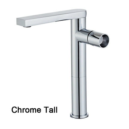 Modern Black Polished Bathroom Sink Faucet Deck Mount Single Hole Single Handle Basin Mixer Tap for Hot & Cold Water