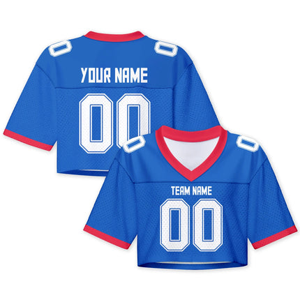 Custom American Football Jersey Crop Top for Women & Girls Plain Sporty Cropped Shirt Personalized Name Number Jerseys Fans Gift