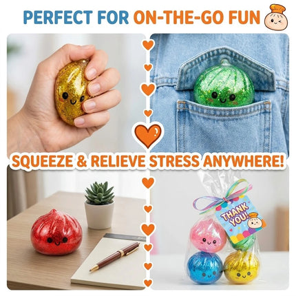 Mystery Dumpling Squishy Blind Box: Random 1pc Glitter Bao Bun Sensory Toy, Maltose Texture Squeeze Ball, Desktop Ornament New