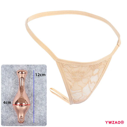 YWZAO Lace Skin-toned Underwear Ass Butt Plug Lingerie Toys For Invisible Dildo Anus Anal Fisting Ladies Thong Panties Adult N27