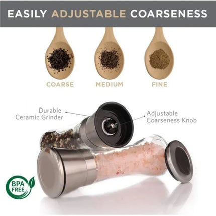 180/200ML Pepper Grinder Stainless Steel Glass Spice Bottle Salt Pepper Mill Manual Spice Grinder Mill Household Kitchen Gadgets