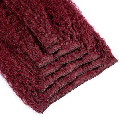 Kinky Straight Clip Ins Hair Extension Human Hair 12-24Inch Burgundy Color Lace Clip In Hair 7pcs/set Remy Human Hair Extensions