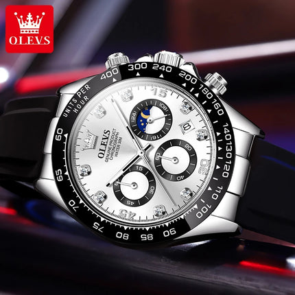 OLEVS 2875 Fashion Men's Watch Luxury Original Moon Phase Calendar Wristwatch Chronograph Luminous Waterproof Watch For Men