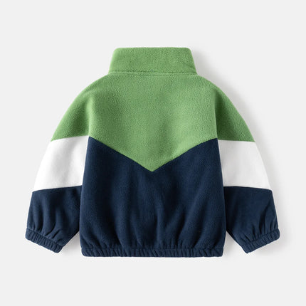 Winter Clothes Children's Clothing New Children's Polar Fleece Jacket Boy Baby Color Matching Casual Tops Casual Simple