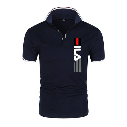 2025 Summer New Men's Lapel Anti-pilling Polo Shirt Printing Short Sleeve Casual Business Fashion Slim Fit Polo Shirt for Men