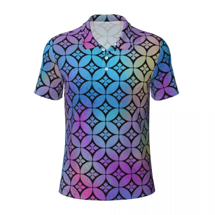 Vintage 70s Circles Casual Polo Shirts Psychedelic Pattern T-Shirts Short Sleeve Shirt Daily Fashion Tops Gift Clothing