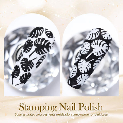 BORN PRETTY 2Pcs/Set 10ML Black White Nail Stamping Polish Varnish Gold Silver for Nail Art Plates Stamp Oil Stamping Series