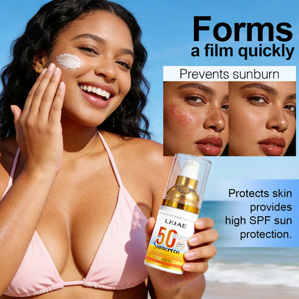 LKIAE Spf 50+ Sunscreen, UVA, UVB Protection, Prevents Sunburn, Skin Darkening, Pigmentation, Anti-Wrinkles, With Aloe Vera